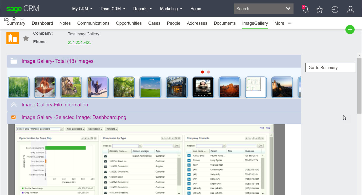Scroll through images within CRM